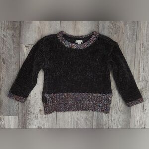 Habitual Charcoal Knit Sweater with Multicolor Accents